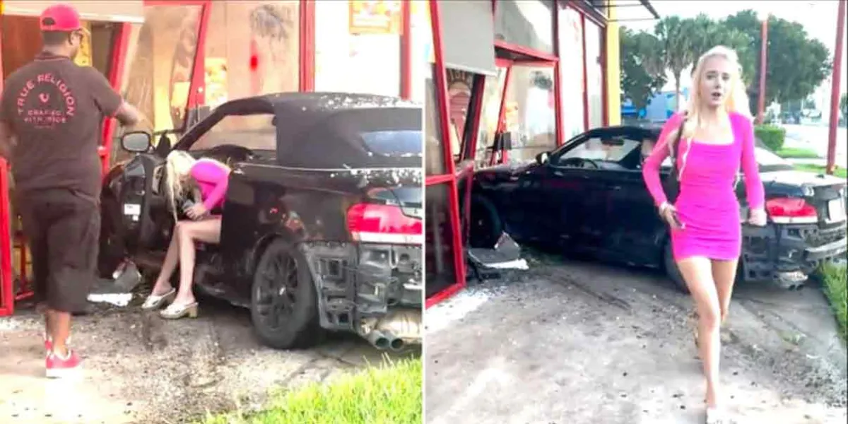 Mujer con aspecto de Barbie choca su BMW; se da a la fuga para no ir presa